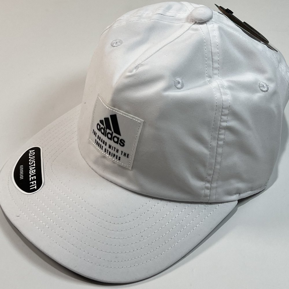 Adidas Mens Fairway Collection Premium Strap Back White Golf Hat New NWT Cap‎